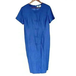 Vintage Victoria Holley Blue Linen Maxi Dress